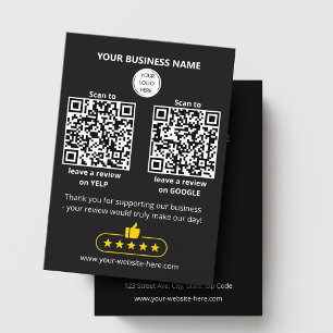 QR-code kleine bedrijven review GOOGLE en YELP Visitekaartje