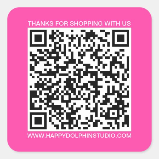 QR-code Kleine bedrijven Website Uitstekend roze Vierkante Sticker (Voorkant)