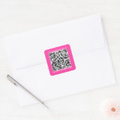 QR-code Kleine bedrijven Website Uitstekend roze Vierkante Sticker (Envelop)