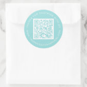 QR Code Kleine Onderneming Website Naam Turquoise Ronde Sticker (Tas)
