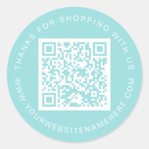 QR Code Kleine Onderneming Website Naam Turquoise Ronde Sticker