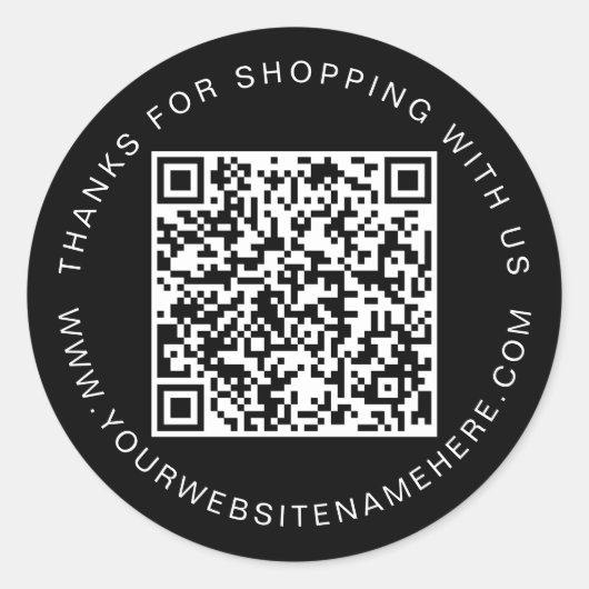 QR Code Kleine Onderneming Website zwart Ronde Sticker (Voorkant)