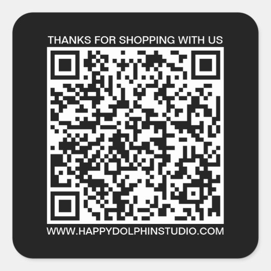 QR Code Kleine Onderneming Website zwart Vierkante Sticker (Voorkant)