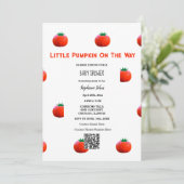 QR code kleine pompoen op de weg Baby shower Kaart (Staand voorkant)
