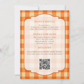 QR-code kleine pompoen oranje gingham baby shower Kaart (Achterkant)