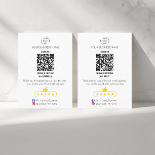 QR-code kleine zakelijke beoordeling GOOGLE en YEL Visitekaartje