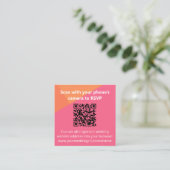 QR Code Kleurblok Oranje Roze bruiloft RSVP Informatiekaartje (Staand voorkant)