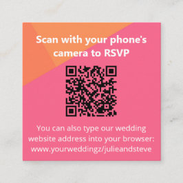 QR Code Kleurblok Oranje Roze bruiloft RSVP Informatiekaartje