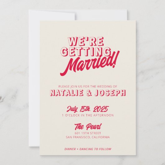 QR-code Kleurrijke Bold Funky Fotobruiloft Kaart (Voorkant)