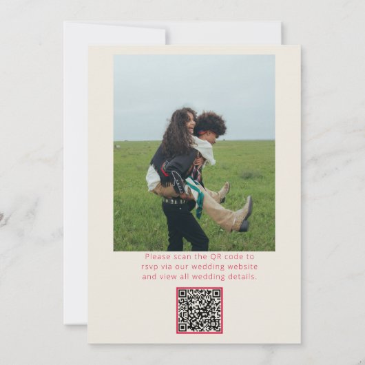 QR-code Kleurrijke Bold Funky Fotobruiloft Kaart (Achterkant)