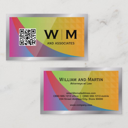 QR-code | Kleurrijke geometrische achtergrond Visitekaartje (Voorkant / Achterkant)