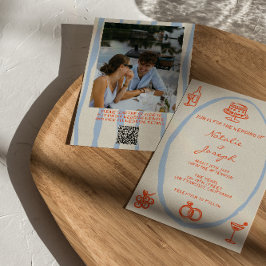 QR-code Kleurrijke Hand Geschreven Foto Leuke brui Kaart