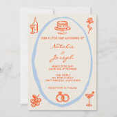 QR Code Kleurrijke Hand Geschreven Whimsical Weddi Kaart (Voorkant)