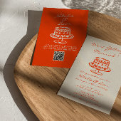 QR-code Kleurrijke Hand getrokken Cake Retro Leuke Kaart