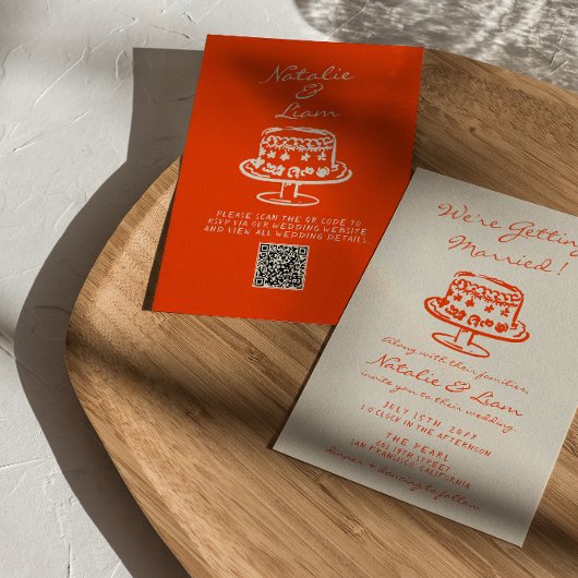 QR-code Kleurrijke Hand getrokken Cake Retro Leuke Kaart
