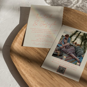 QR-code Kleurrijke pastel grillige foto bruiloft Kaart