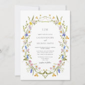 QR Code Kleurrijke Tuin Monogram Bruiloft Kaart (Voorkant)