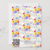 QR Code Kleurrijke Waterverf Bloemen Lente Huwelij Kaart (Achterkant)