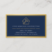QR Code Klusjesman Navyblauw Goud Metaal Visitekaartje (Voorkant)