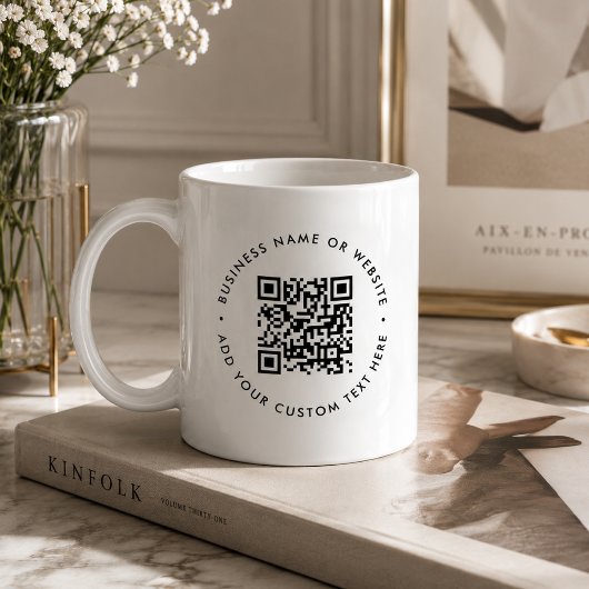 QR-code koffiemok | Zakelijke website mok cadeau