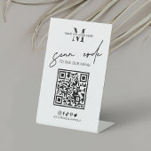 QR Code Koffiewinkel Menu Minimaal Zwart Wit Logo Reclamebord Met Voetstuk