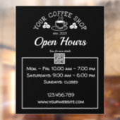 QR-code koffiewinkel, open-uurteken Raamsticker (Vel 2)