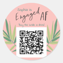 QR Code Koop Bride een Drink EngagedAF Bachelorett Ronde Sticker