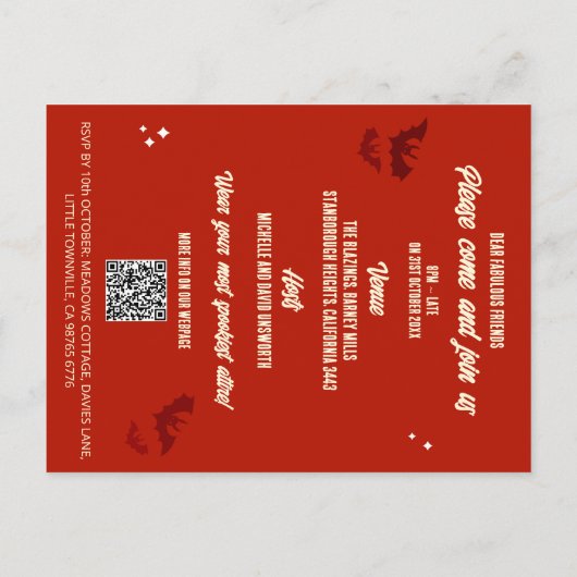 QR Code Kostuums Cocktails Budget Halloween Uitnod Briefkaart (Achterkant)