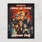 QR Code Kostuums Cocktails Halloween Uitnodiging (Voorkant)