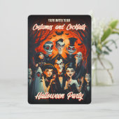 QR Code Kostuums en Cocktails Volwassen Halloween Kaart (Staand voorkant)