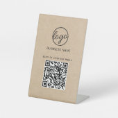 QR Code Kraft Business Logo Restaurant Menu Reclamebord Met Voetstuk (Voorkant)