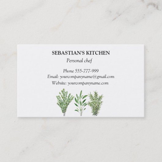 QR Code Kruiden Culinair Chef Cateraar Restaurant Visitekaartje (Voorkant)