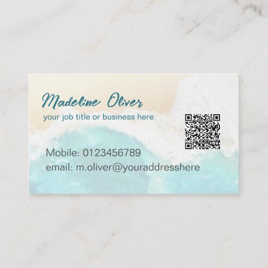 QR Code Kust Beach Scene Travel Professional Visitekaartje (Achterkant)