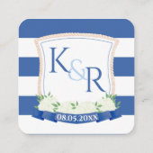 QR Code Kust Blauw en Wit Crest Bruiloft RSVP Informatiekaartje (Achterkant)