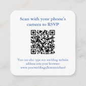 QR Code Kust Blauw en Wit Crest Bruiloft RSVP Informatiekaartje (Voorkant)