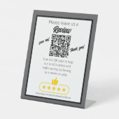 QR-code 'laat ons een review achter' YELP Reclamebord Met Voetstuk (Voorkant)