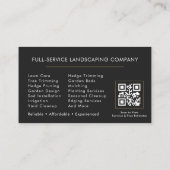 QR Code Landscaper Lawn Service Black & Gold Visitekaartje (Achterkant)