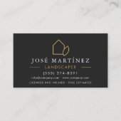 QR Code Landscaper Lawn Service Black & Gold Visitekaartje (Voorkant)