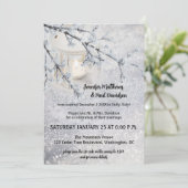 QR Code Lantaarn Sneeuw Winter Bruiloft Receptie A Kaart (Staand voorkant)