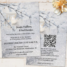QR Code Lantaarn Sneeuw Winter Bruiloftsreceptie A Kaart