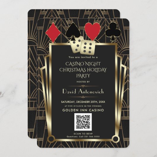 QR-code Las Vegas Casino Night Kerstvakantie I Kaart (Voorkant / Achterkant)