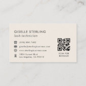 QR Code Lash Technician Modern Minimalist Visitekaartje (Achterkant)