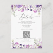 QR code lavendel elegante bruiloft details Informatiekaartje (Voorkant)