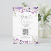 QR code lavendel elegante bruiloft details Informatiekaartje (Staand voorkant)
