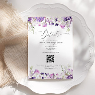 QR code lavendel elegante bruiloft details Informatiekaartje