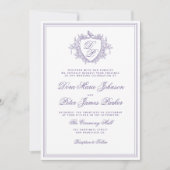 QR-code lavendel kam wedding monogram Kaart (Voorkant)