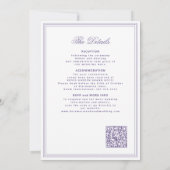QR-code lavendel kam wedding monogram Kaart (Achterkant)