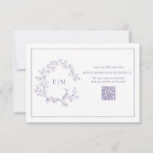 QR Code Lavender Leafy Crest Monogram Weddenschap RSVP Kaartje (Achterkant)