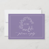 QR Code Lavender Leafy Crest Monogram Weddenschap RSVP Kaartje (Voorkant)