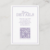 QR Code Lavender Script Monogram bruiloft details Informatiekaartje (Achterkant)